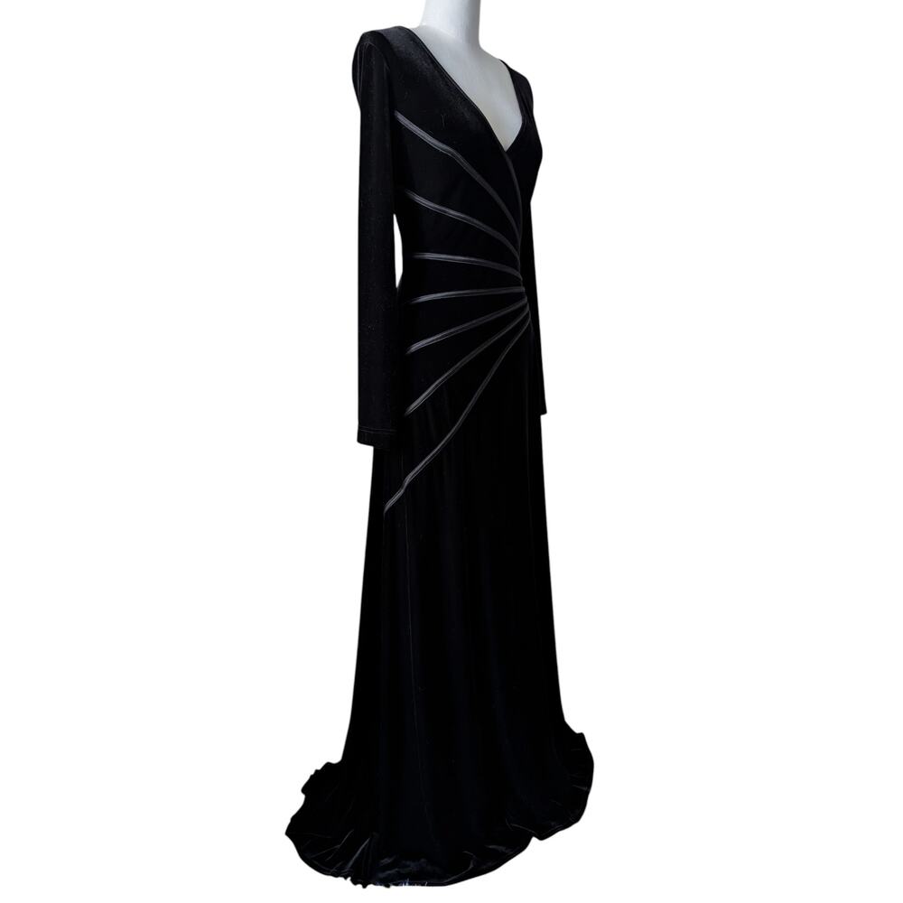 Vintage T Tadashi Black Stretch Velvet Full Length Gown Size XL